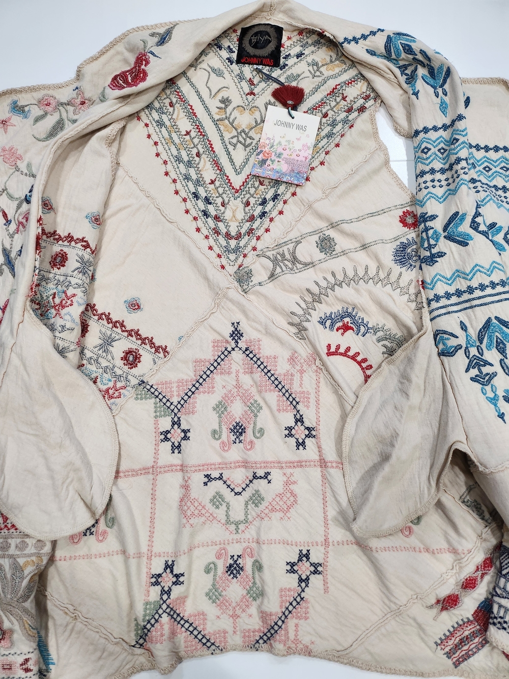 NWT Johnny Was Biya Imrie Patchwork Embroidered Vest Cream Boho Sz M - Picture 7 of 16